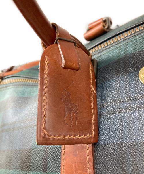 POLO RALPH LAUREN（ポロ・ラルフローレン）POLO RALPH LAUREN (ポロ・ラルフローレン) ブラックウォッチ柄ボストンバッグ グリーン×ブラウンの古着・服飾アイテム