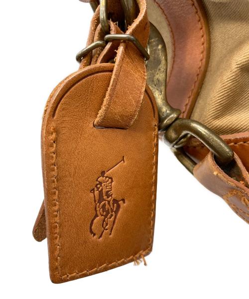 POLO RALPH LAUREN（ポロ・ラルフローレン）POLO RALPH LAUREN (ポロ・ラルフローレン) キャンバスレザーボストンバッグ ベージュの古着・服飾アイテム