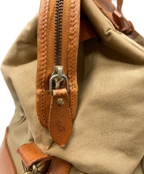 POLO RALPH LAUREN（ポロ・ラルフローレン）POLO RALPH LAUREN (ポロ・ラルフローレン) キャンバスレザーボストンバッグ ベージュの古着・服飾アイテム