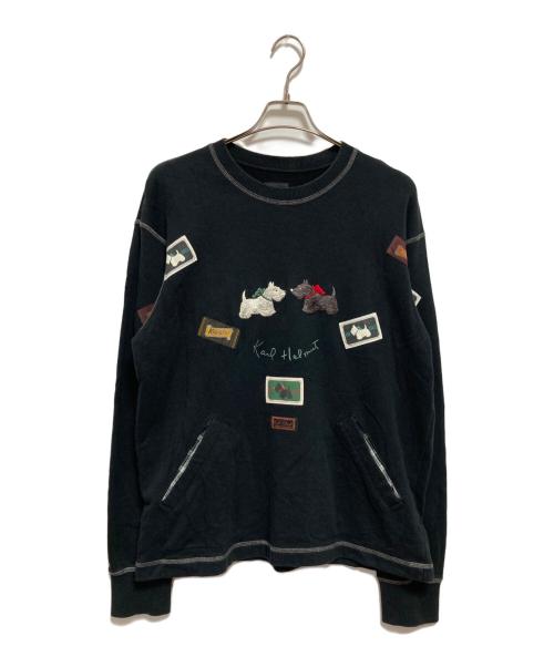 KARL HELMUT（カールヘルム）KARL HELMUT (カールヘルム) スコッチテリア刺繍トレーナー ブラック サイズ:4（L）の古着・服飾アイテム