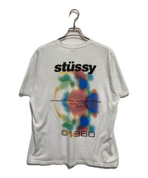 stussy（ステューシー）stussy (ステューシー) プリントTシャツ ホワイト サイズ:Lの古着・服飾アイテム