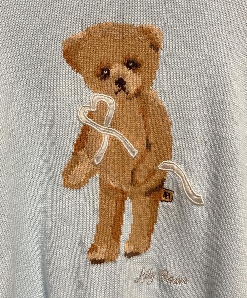 Lily Brown（リリーブラウン）Lily Brown (リリーブラウン) Lily Bearハートサテンニット ブルー サイズ:FREEの古着・服飾アイテム