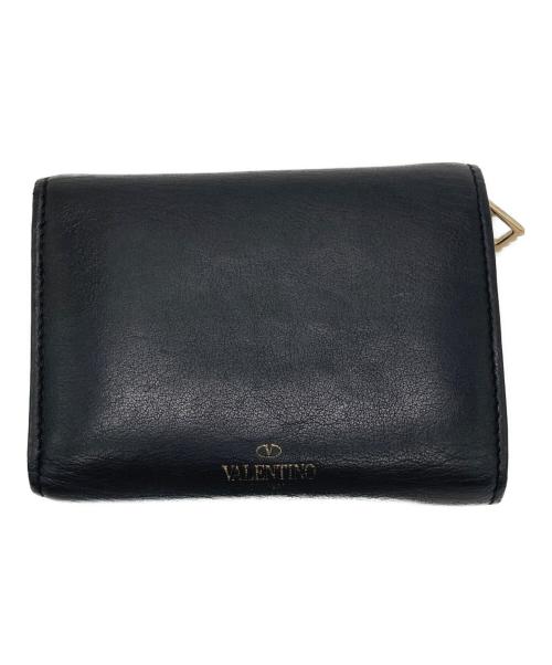 VALENTINO GARAVANI（ヴァレンティノ・ガラヴァーニ）VALENTINO GARAVANI (ヴァレンティノ・ガラヴァーニ) ロックスタッズ三つ折り財布 ブラックの古着・服飾アイテム