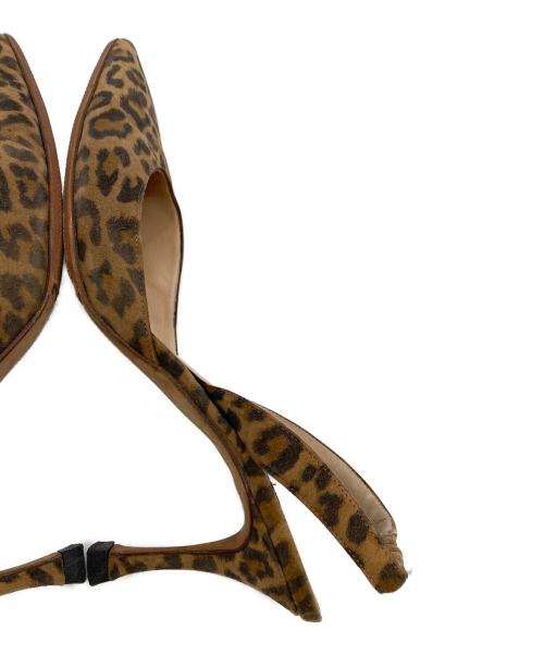 Manolo Blahnik（マノロブラニク）Manolo Blahnik (マノロブラニク) レオパード柄スリングバッグパンプス ベージュ サイズ:37.5の古着・服飾アイテム
