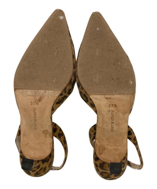 Manolo Blahnik（マノロブラニク）Manolo Blahnik (マノロブラニク) レオパード柄スリングバッグパンプス ベージュ サイズ:37.5の古着・服飾アイテム