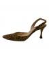 Manolo Blahnik (マノロブラニク) レオパード柄スリングバッグパンプス ベージュ サイズ:37.5：5000円