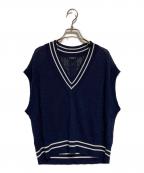 VERMEIL par ienaヴェルメイユ パー イエナ）の古着「Linen Knit Cable ベスト」｜ネイビー