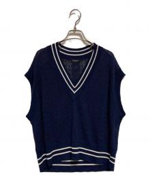 VERMEIL par iena（ヴェルメイユ パー イエナ）の古着「Linen Knit Cable ベスト」｜ネイビー