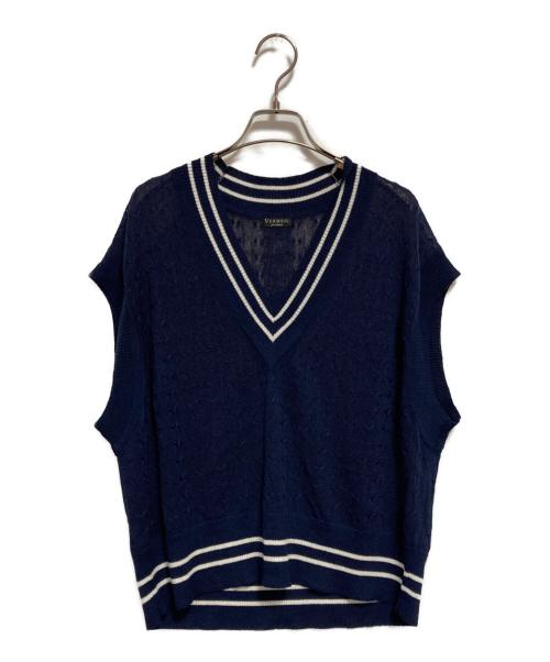 VERMEIL par iena（ヴェルメイユ パー イエナ）VERMEIL par iena (ヴェルメイユ パー イエナ) Linen Knit Cable ベスト ネイビー サイズ:不明の古着・服飾アイテム