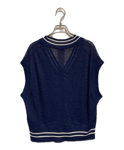 VERMEIL par iena（ヴェルメイユ パー イエナ）VERMEIL par iena (ヴェルメイユ パー イエナ) Linen Knit Cable ベスト ネイビー サイズ:不明の古着・服飾アイテム