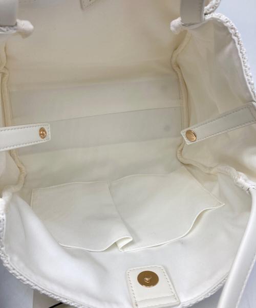 RANDA（ランダ）RANDA (ランダ) リボンラフィアライクトートバッグ ホワイト 未使用品の古着・服飾アイテム