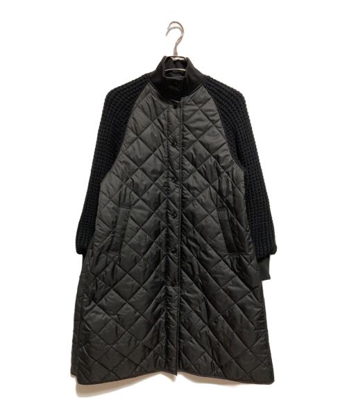 HERENCIA（ヘレンチア）HERENCIA (ヘレンチア) キルティング ニット ドッキング コート ブラック サイズ:38の古着・服飾アイテム