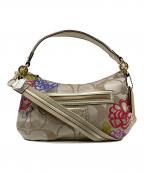 COACHコーチ）の古着「ポピー デイジー シグネチャー2WAYバッグ」｜ベージュ