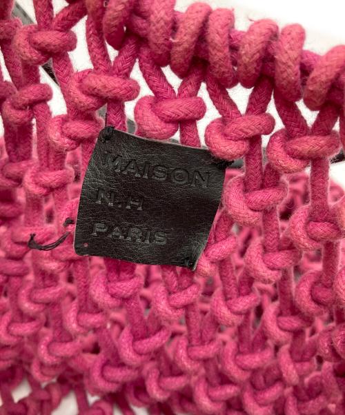 MAISON N.H PARIS（メゾン・エヌ・アッシュ・パリ）MAISON N.H PARIS (メゾン・エヌ・アッシュ・パリ) メッシュ編みトートバッグ ピンク×ブラックの古着・服飾アイテム