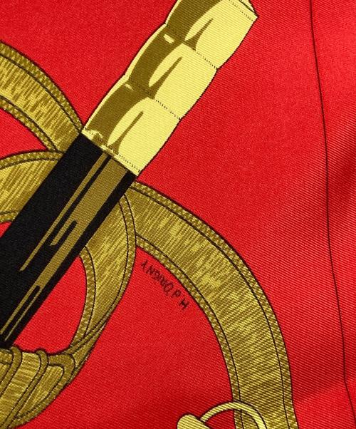 HERMES（エルメス）HERMES (エルメス) カレ90 エプロン・ドール 黄金の拍車  レッドの古着・服飾アイテム