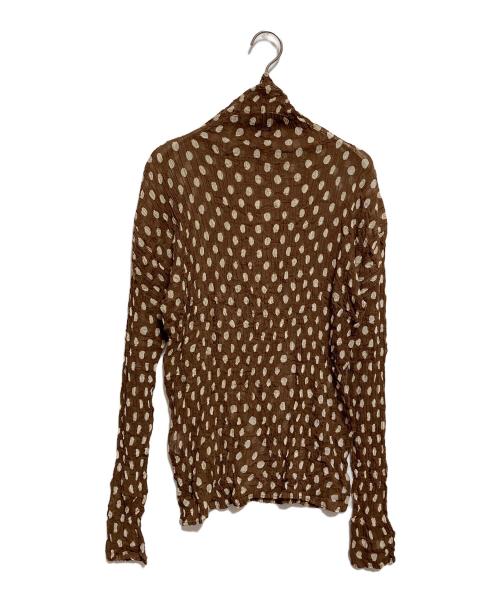 ISSEY MIYAKE（イッセイミヤケ）ISSEY MIYAKE (イッセイミヤケ) ハイネックプリーツカットソー ブラウン サイズ:Mの古着・服飾アイテム
