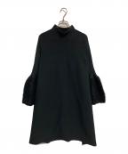 ）の古着「POTTERY PILE GLITTER LONG BELL SLEEVE FLARE MINI DRESS」｜ブラック