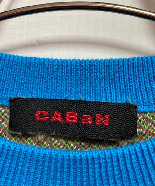 CABAN（キャバン）CABAN (キャバン) コットンカシミヤチェックジャカード ハーフスリーブプルオーバー ブルー サイズ:FREEの古着・服飾アイテム