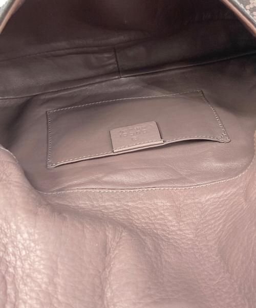 GUCCI（グッチ）GUCCI (グッチ) パイソンレザーハンドバッグ パープル×ブラウンの古着・服飾アイテム