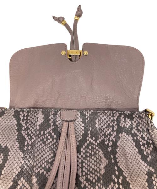 GUCCI（グッチ）GUCCI (グッチ) パイソンレザーハンドバッグ パープル×ブラウンの古着・服飾アイテム