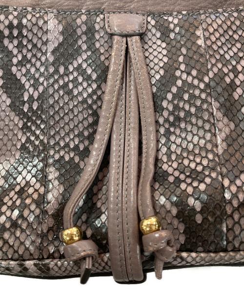 GUCCI（グッチ）GUCCI (グッチ) パイソンレザーハンドバッグ パープル×ブラウンの古着・服飾アイテム