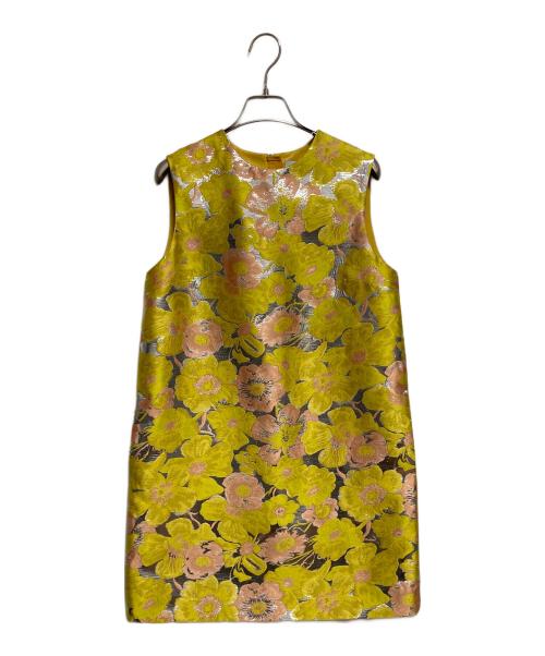 MSGM（エムエスジーエム）MSGM (エムエスジーエム) ホイルフラワージャガードノースリーブワンピース イエロー サイズ:M（40）の古着・服飾アイテム