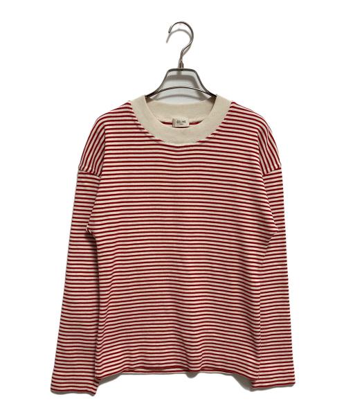 CELINE（セリーヌ）CELINE (セリーヌ) ボーダーカットソー レッド×ベージュ サイズ:XSの古着・服飾アイテム