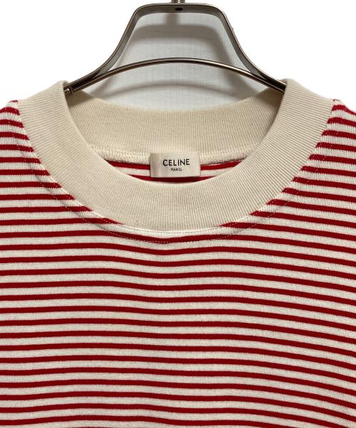 CELINE（セリーヌ）CELINE (セリーヌ) ボーダーカットソー レッド×ベージュ サイズ:XSの古着・服飾アイテム