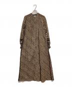 sara mallikaサラマリカ）の古着「COTTON STRIPE ETHNIC PRINT ワンピース」｜ベージュ×ブラック
