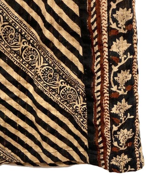 sara mallika（サラマリカ）sara mallika (サラマリカ) COTTON STRIPE ETHNIC PRINT ワンピース ベージュ×ブラック サイズ:Mの古着・服飾アイテム