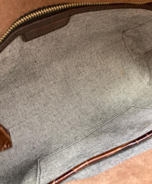 MaxMara（マックスマーラ）MaxMara (マックスマーラ) 型押しレザーハンドバッグ ブラウンの古着・服飾アイテム