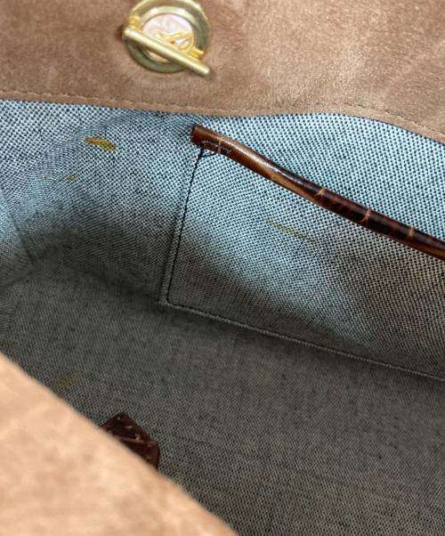 MaxMara（マックスマーラ）MaxMara (マックスマーラ) 型押しレザーハンドバッグ ブラウンの古着・服飾アイテム
