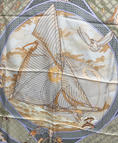 HERMES（エルメス）HERMES (エルメス) カレ90 シルクスカーフ ブルーの古着・服飾アイテム
