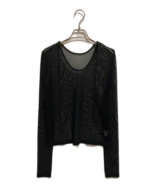 anuke（アンヌーク）anuke (アンヌーク) 2way Sheer Tops ブラック サイズ:FREEの古着・服飾アイテム