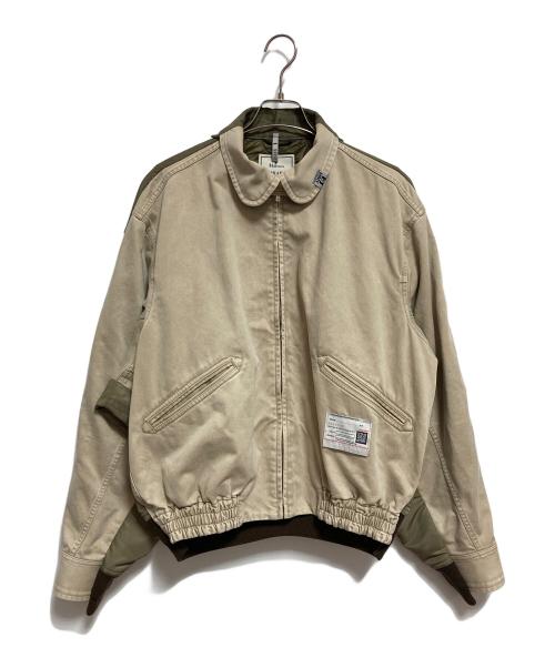MIHARA YASUHIRO（ミハラヤスヒロ）MIHARA YASUHIRO (ミハラヤスヒロ) Front Back Combined Zip-up Jacket ベージュ×オリーブ サイズ:40の古着・服飾アイテム