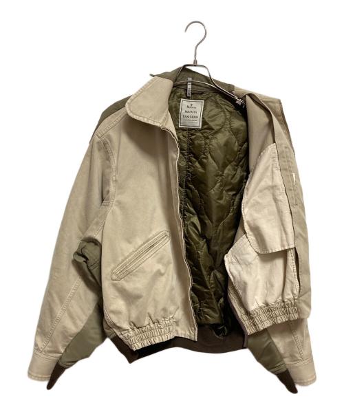 MIHARA YASUHIRO（ミハラヤスヒロ）MIHARA YASUHIRO (ミハラヤスヒロ) Front Back Combined Zip-up Jacket ベージュ×オリーブ サイズ:40の古着・服飾アイテム