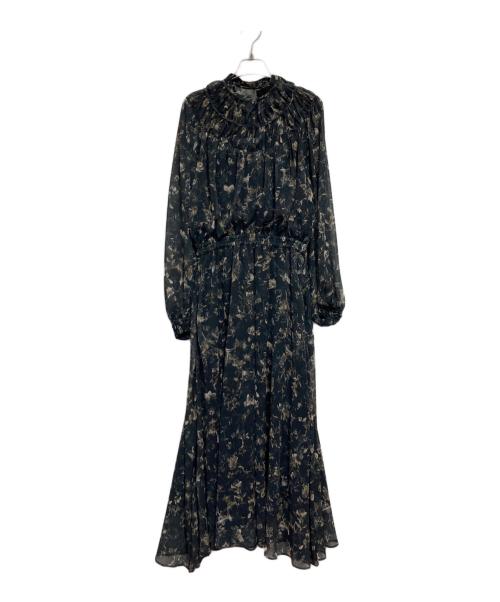 heliopole（エリオポール）heliopole (エリオポール) DEVEAUX CHIFFON FRILL OP ネイビー サイズ:38の古着・服飾アイテム
