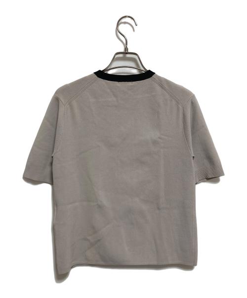 PLST（プラステ）PLST (プラステ) UVカットレーヨンブレンド半袖カーディガン ベージュ×ブラック サイズ:Sの古着・服飾アイテム