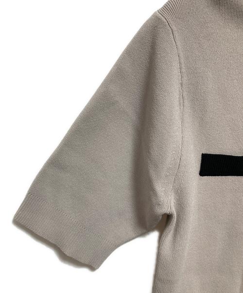 PLST（プラステ）PLST (プラステ) UVカットレーヨンブレンド半袖カーディガン ベージュ×ブラック サイズ:Sの古着・服飾アイテム