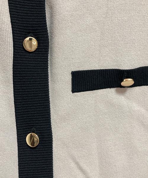 PLST（プラステ）PLST (プラステ) UVカットレーヨンブレンド半袖カーディガン ベージュ×ブラック サイズ:Sの古着・服飾アイテム