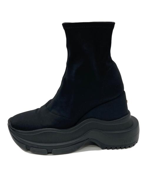 YELLO（イエロ）YELLO (イエロ) DOUBLE SNEAKER SHORT BOOTS ブラック サイズ:Lの古着・服飾アイテム