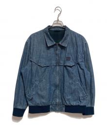 PAPAS（パパス）の古着「ロゴ刺繍シャンブレーデニムブルゾン」｜ネイビー