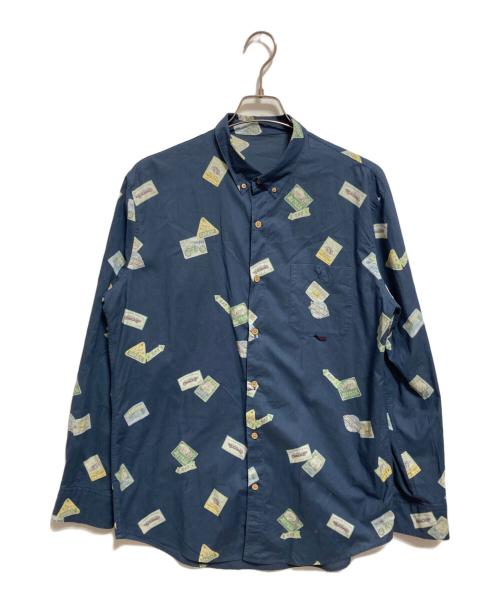 PAPAS（パパス）PAPAS (パパス) 総柄ボタンダウンシャツ ネイビー サイズ:50（L）の古着・服飾アイテム