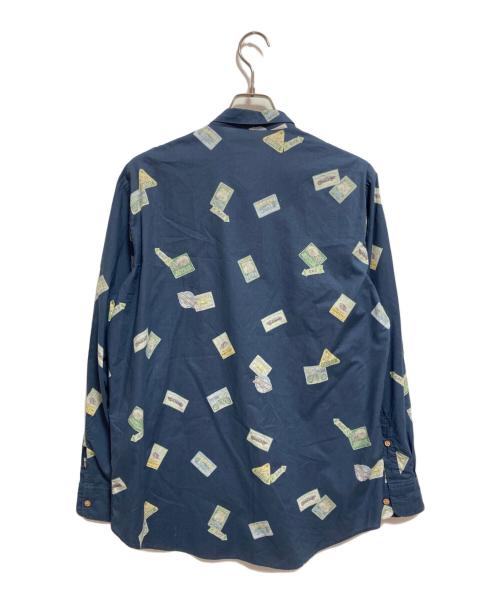 PAPAS（パパス）PAPAS (パパス) 総柄ボタンダウンシャツ ネイビー サイズ:50（L）の古着・服飾アイテム