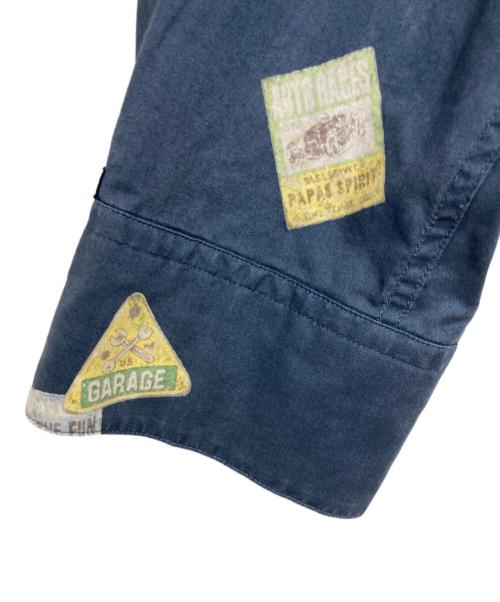 PAPAS（パパス）PAPAS (パパス) 総柄ボタンダウンシャツ ネイビー サイズ:50（L）の古着・服飾アイテム