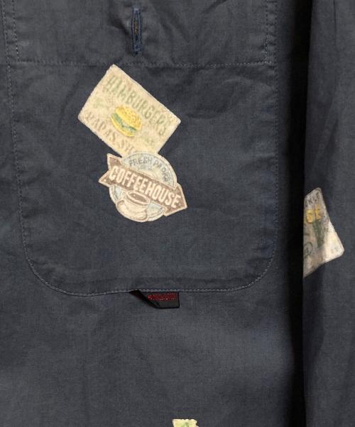 PAPAS（パパス）PAPAS (パパス) 総柄ボタンダウンシャツ ネイビー サイズ:50（L）の古着・服飾アイテム