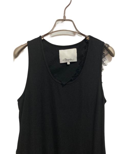 3.1 phillip lim（スリーワンフィリップリム）3.1 phillip lim (スリーワンフィリップリム) Deconstructed Tank Dress with Lace Trim ブラック サイズ:Sの古着・服飾アイテム