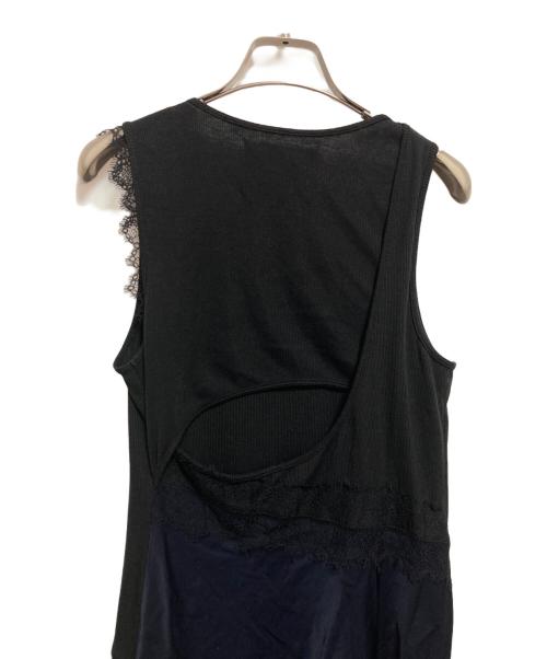 3.1 phillip lim（スリーワンフィリップリム）3.1 phillip lim (スリーワンフィリップリム) Deconstructed Tank Dress with Lace Trim ブラック サイズ:Sの古着・服飾アイテム