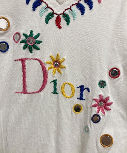 Christian Dior（クリスチャン ディオール）Christian Dior (クリスチャン ディオール) ロゴ刺繍カットソー ホワイト サイズ:36の古着・服飾アイテム