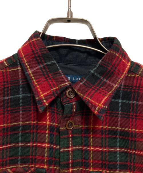 RALPH LAUREN（ラルフローレン）RALPH LAUREN (ラルフローレン) エルボーパッチネルシャツ レッド×グリーン サイズ:7の古着・服飾アイテム